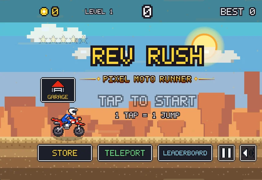 Rev Rush title screen on the outer display of a closed iPhone Duo.