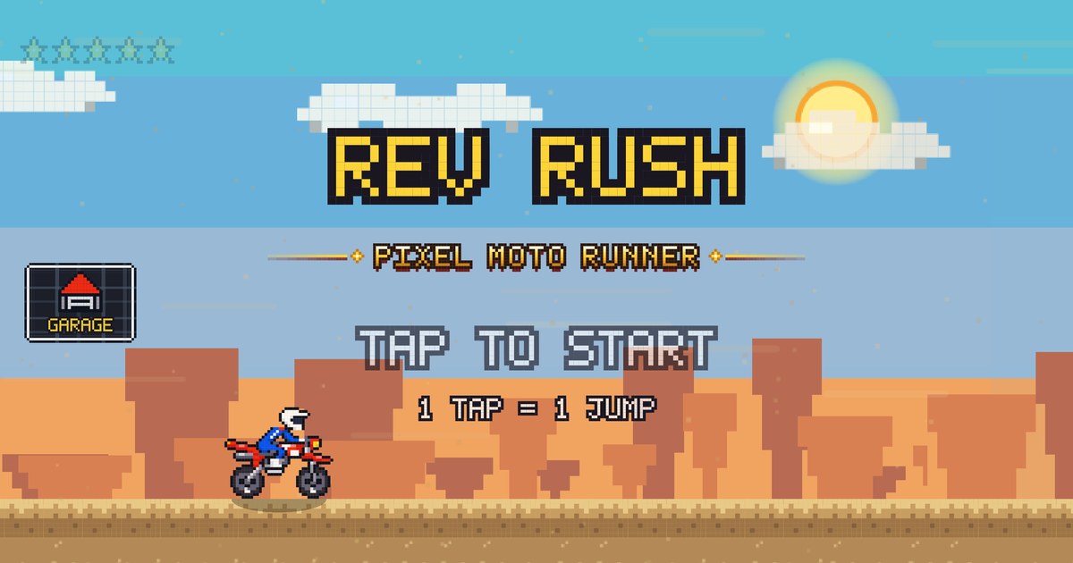 Rev Rush title screen filling the inner display of an open iPhone Duo.